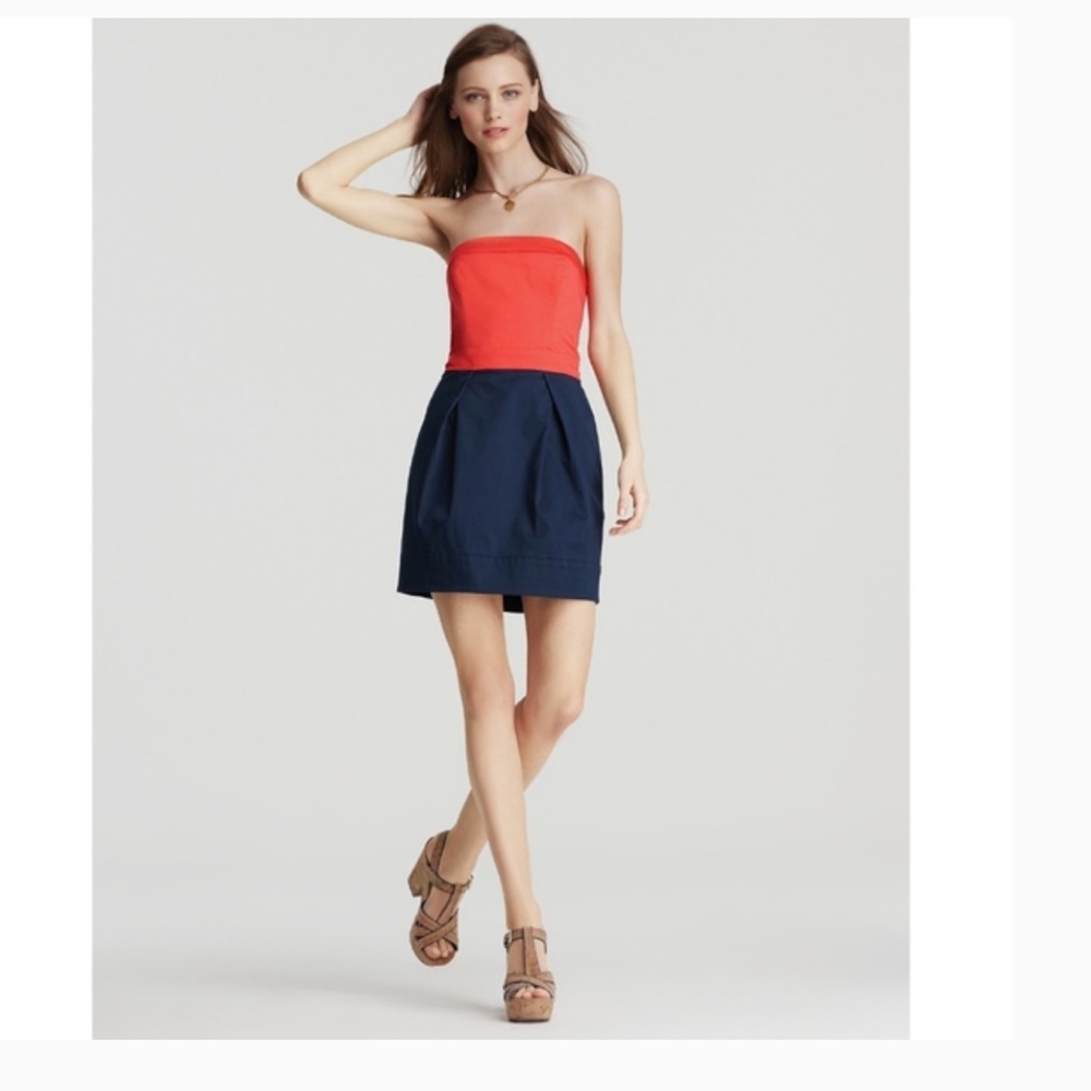 French Connection color block strapless dress, NWT